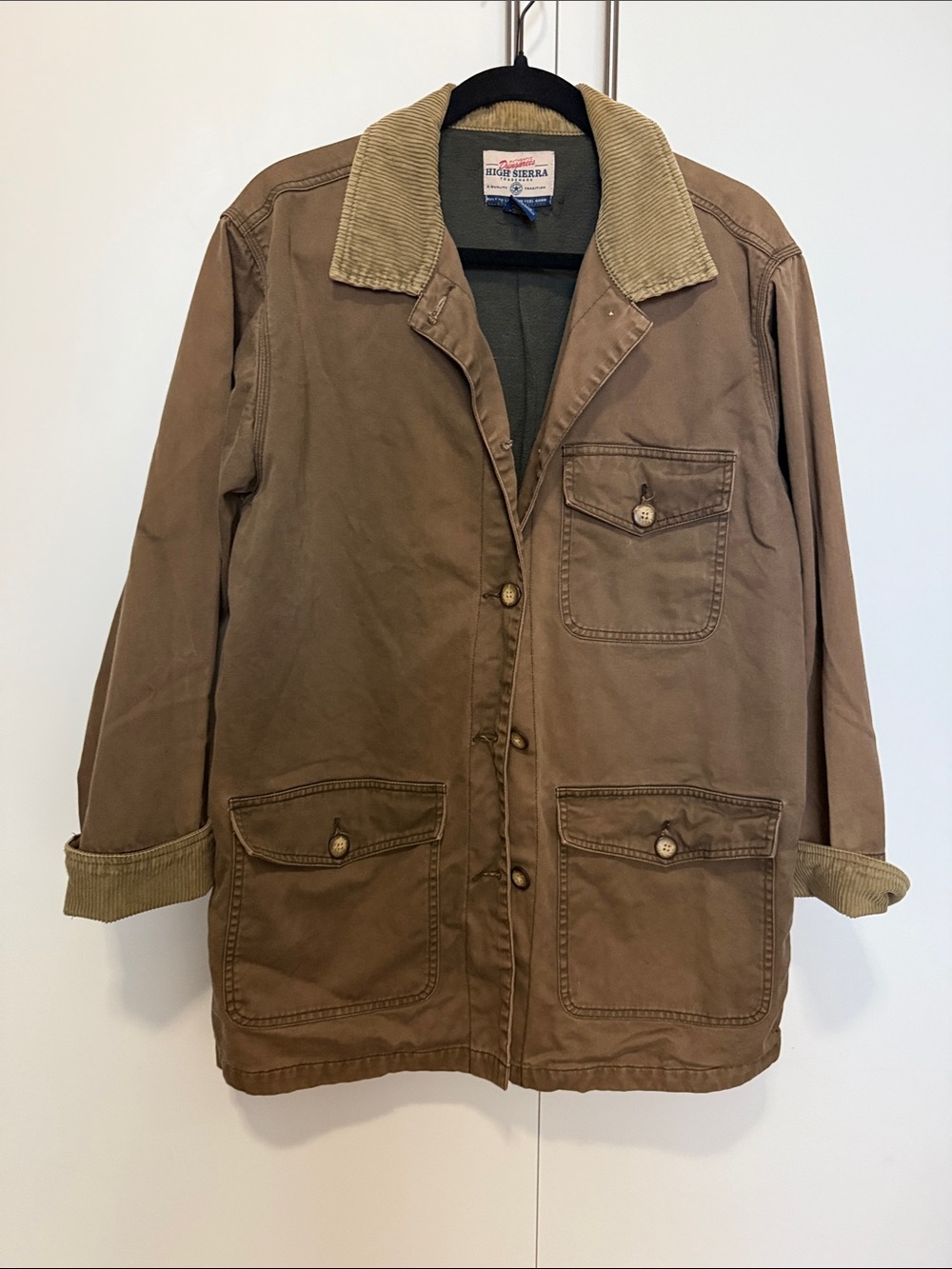 Vintage High Sierra Brown Barn Chore Coat with Corduroy Collar